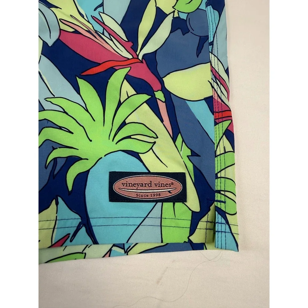 Vineyard Vines Mens‎ 2XB Tropical Bird of Paradise Swim Trunks Blue 1M001149